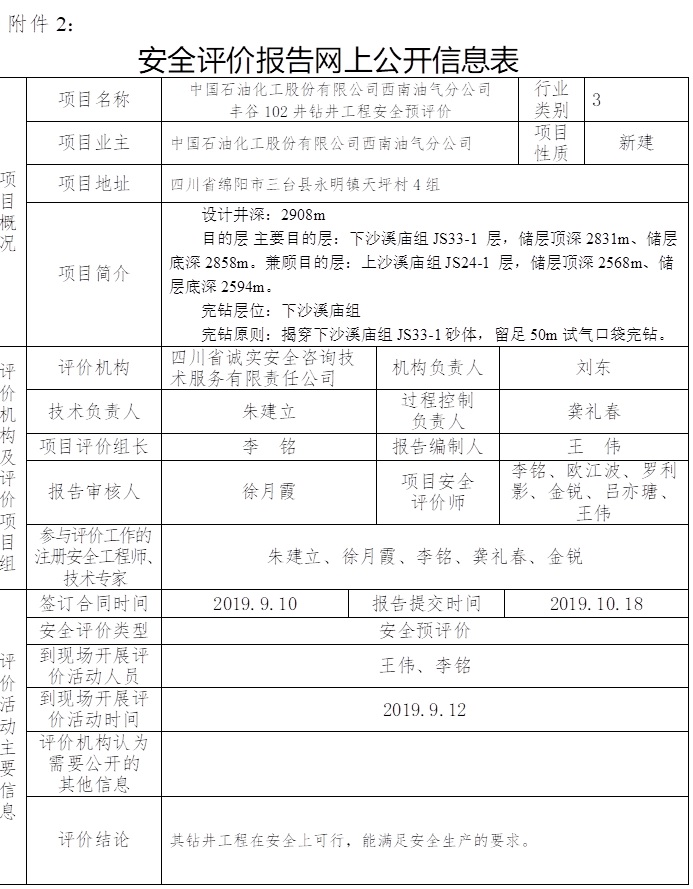 中國石油化工股份有限公司西南油氣分公司豐谷102井鉆井工程安全預評價.jpg