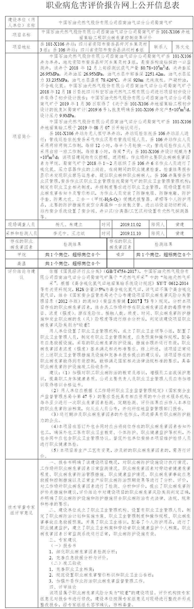 中國石油天然氣股份有限公司西南油氣田分公司蜀南氣礦岳101-X106井地面集輸工程職業(yè)病危害控制效果評價.jpg