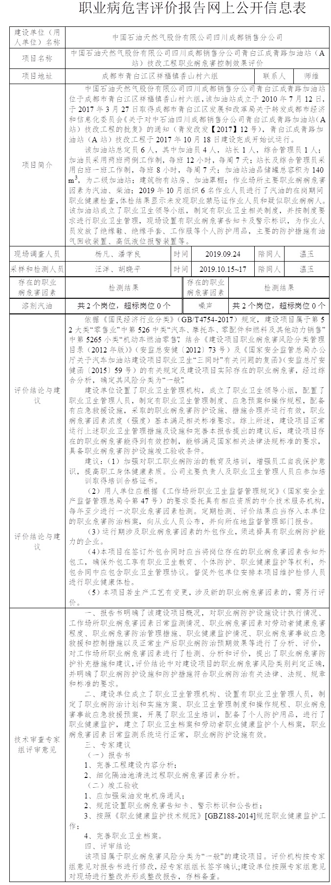 中國石油天然氣股份有限公司四川成都銷售分公司青白江成青路加油站（A站）技改工程職業病危害控制效果評價.jpg