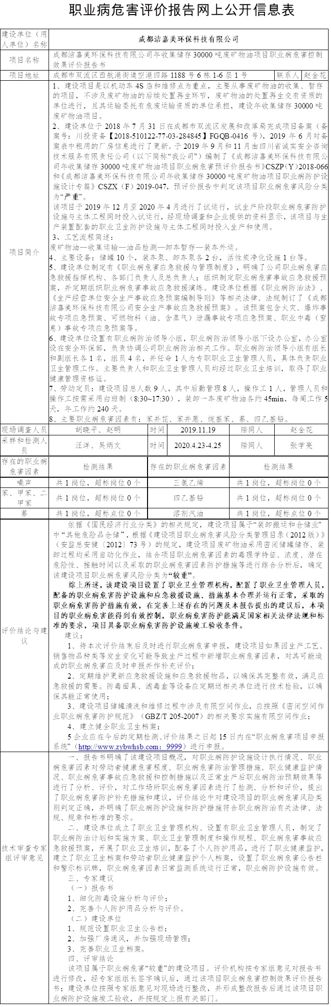 成都潔嘉美環保科技有限公司年收集儲存30000噸廢礦物油項目職業病危害控制效果評價.jpg