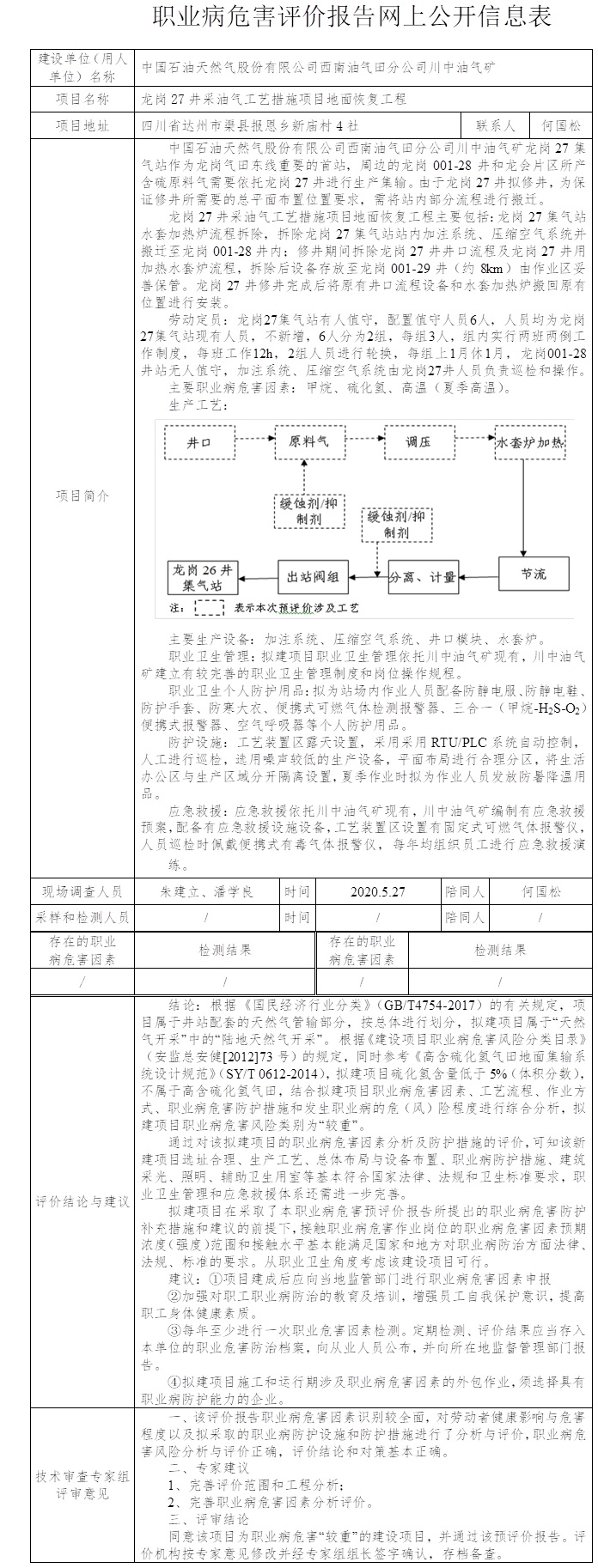 中國石油天然氣股份有限公司西南油氣田分公司川中油氣礦龍崗27井采油氣工藝措施項目地面恢復工程職業病危害預評價.jpg