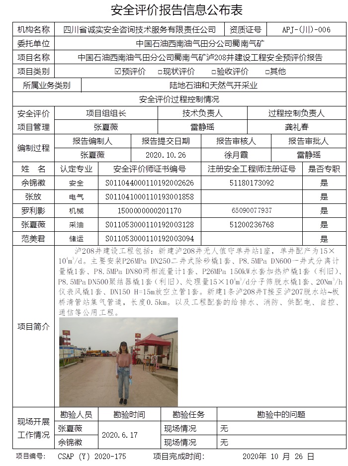 中國石油西南油氣田分公司蜀南氣礦瀘208井建設工程安全預評價.jpg