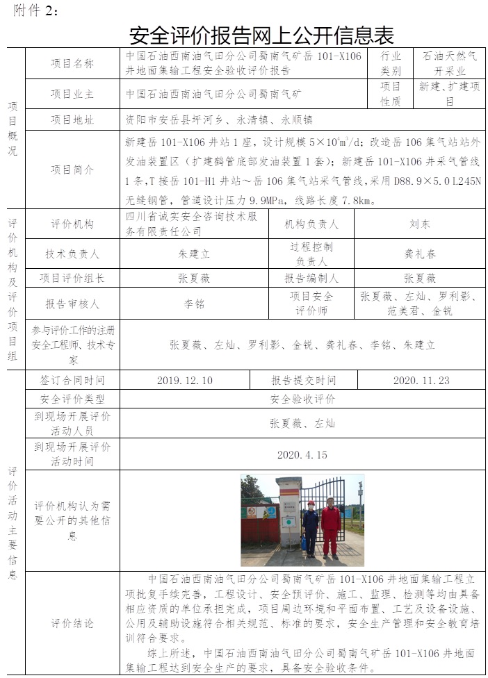 中國石油西南油氣田分公司蜀南氣礦岳101-X106井地面集輸工程安全驗收評價.jpg
