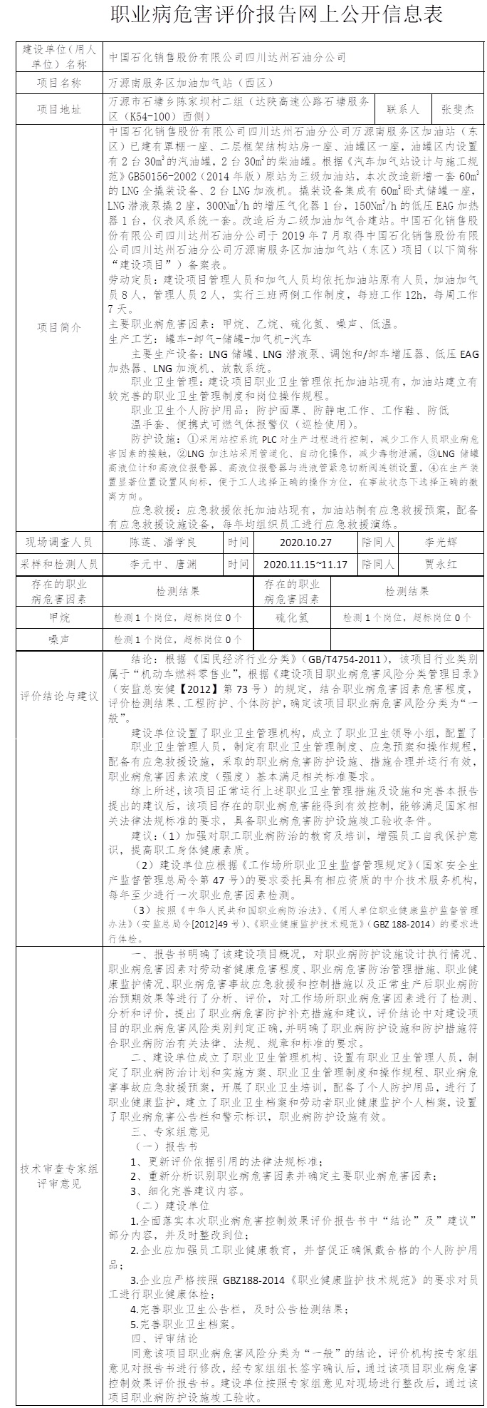 中國石化銷售股份有限公司四川達州石油分公司萬源南服務區加油加氣站（西區）職業病危害控制效果評價.jpg
