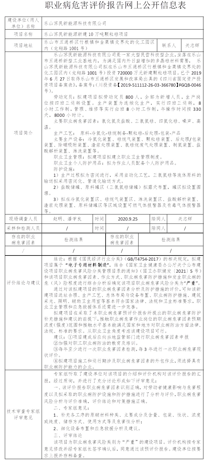 樂山蘇民新能源新建10萬噸顆粒硅項目職業病危害預評價.jpg