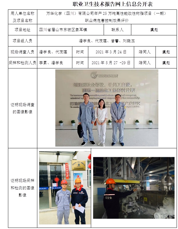 萬華化學（四川）有限公司年產25萬噸高性能改性樹脂項目（一期）職業(yè)病危害控制效果評價.jpg