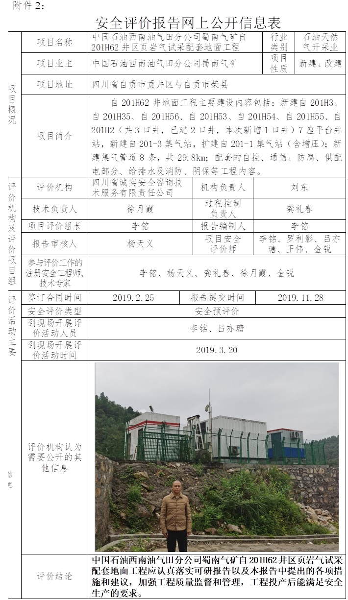 中國石油西南油氣田分公司蜀南氣礦自201H62井區頁巖氣試采配套地面工程安全預評價.jpg