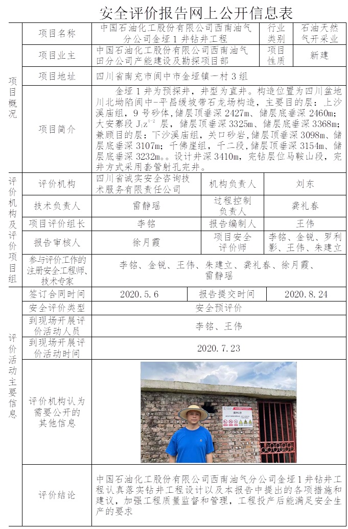 中國石油化工股份有限公司西南油氣分公司金埡1井鉆井工程安全預評價.jpg