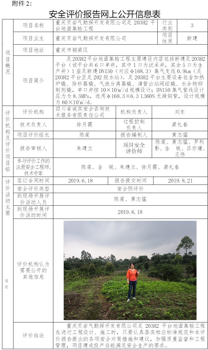 重慶頁巖氣勘探開發(fā)有限公司足203H2平臺地面集輸工程安全預評價.jpg