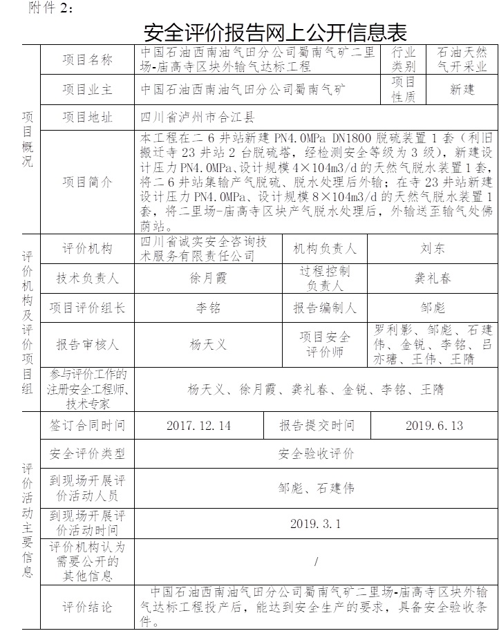中國石油西南油氣田分公司蜀南氣礦二里場-廟高寺區塊外輸氣達標工程安全驗收評價.jpg