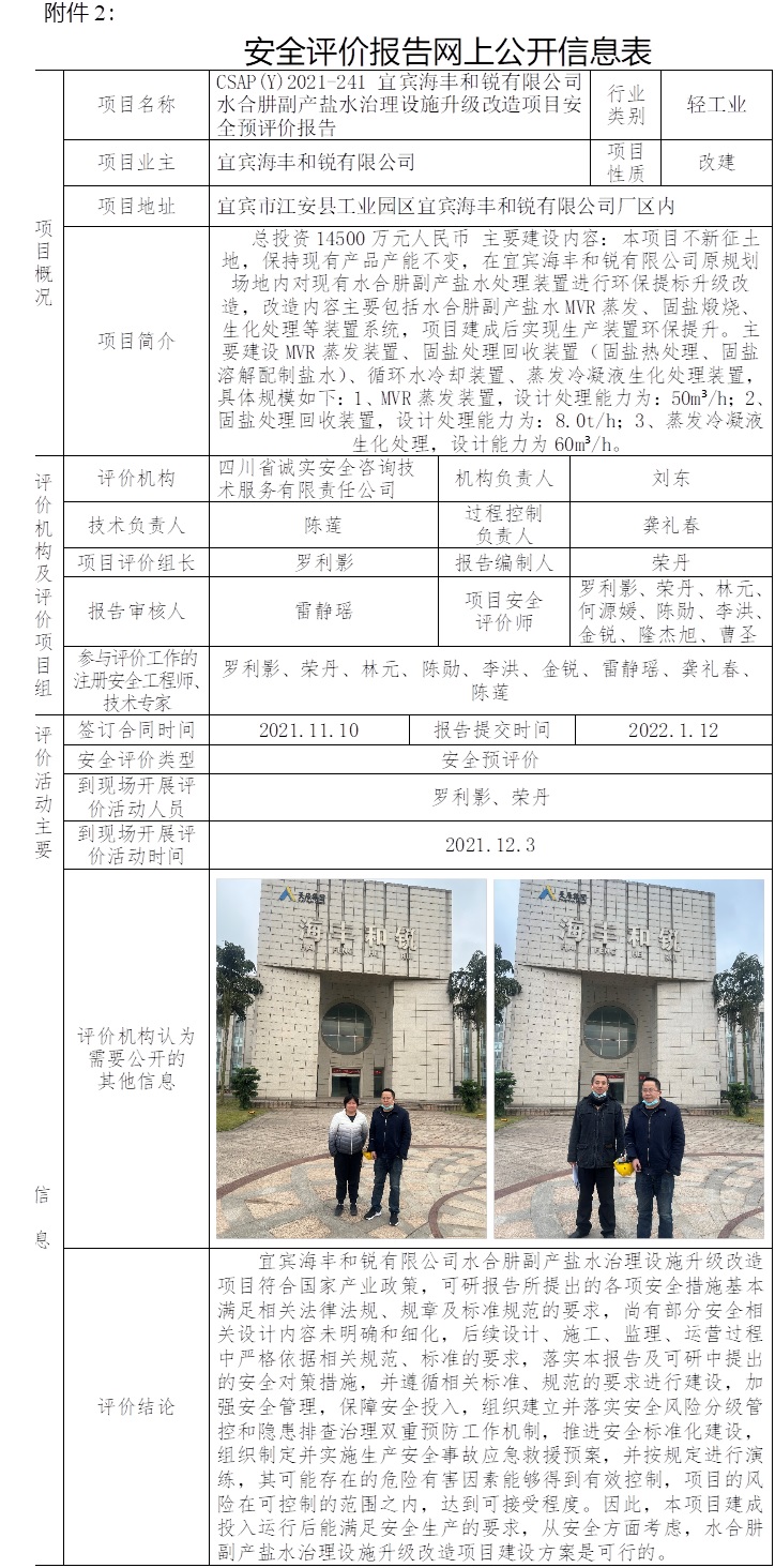 宜賓海豐和銳有限公司水合肼副產鹽水治理設施升級改造項目安全預評價.jpg