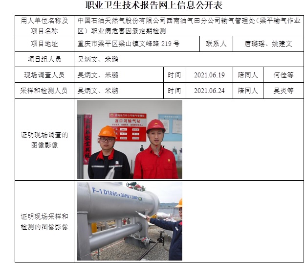 中國石油天然氣股份有限公司西南油氣田分公司輸氣管理處（梁平輸氣作業(yè)區(qū)）職業(yè)病危害因素定期檢測.jpg