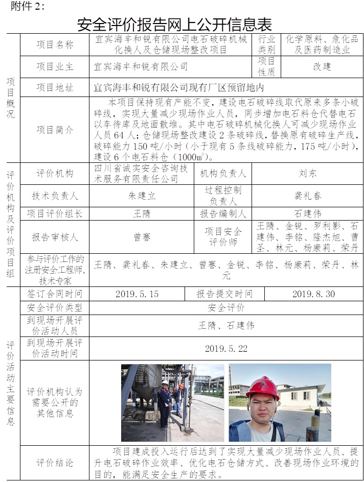 宜賓海豐和銳有限公司電石破碎機械化換人及倉儲現(xiàn)場整改項目安全評價.jpg