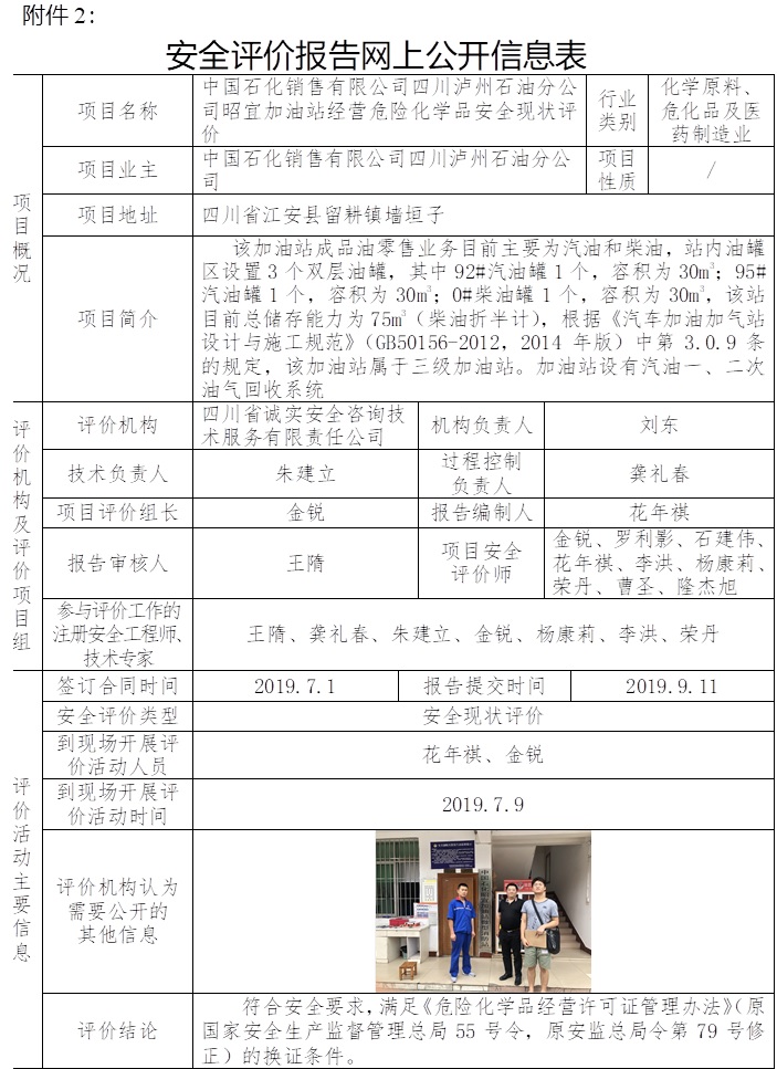 中國石化銷售有限公司四川瀘州石油分公司昭宜加油站經(jīng)營危險化學品安全現(xiàn)狀評價.jpg