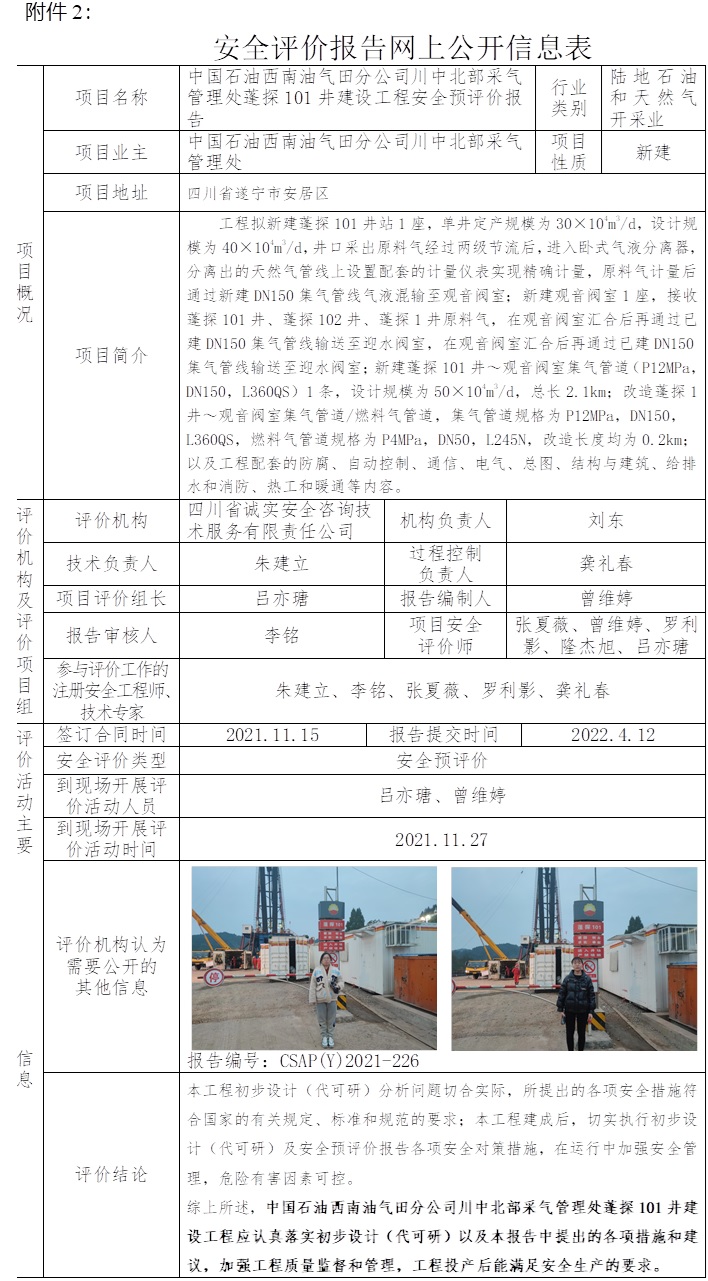 中國石油西南油氣田分公司川中北部采氣管理處蓬探101井建設(shè)工程安全預(yù)評價.jpg