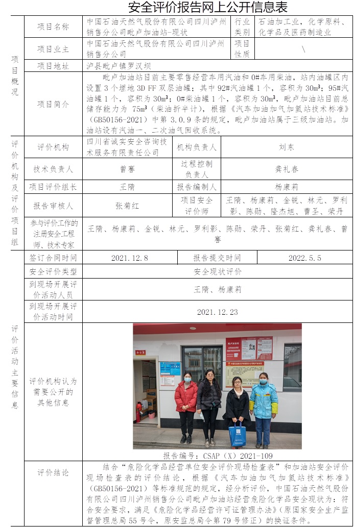 中國石油天然氣股份有限公司四川瀘州銷售分公司毗盧加油站安全現狀評價.jpg