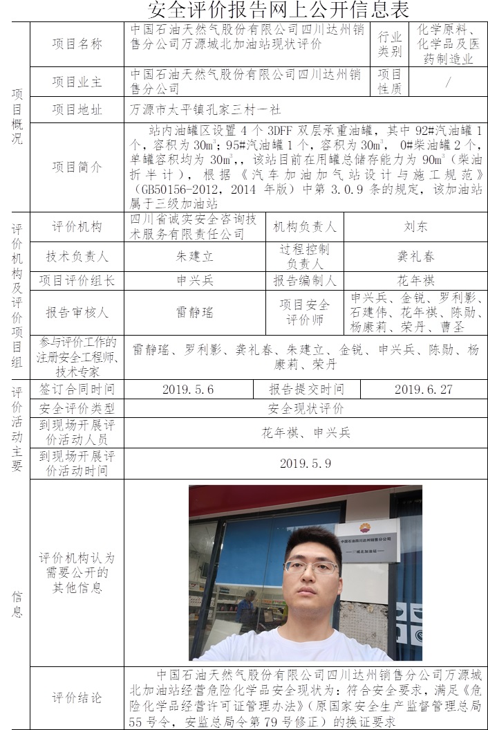 中國石油天然氣股份有限公司四川達州銷售分公司萬源城北加油站安全現(xiàn)狀評價.jpg