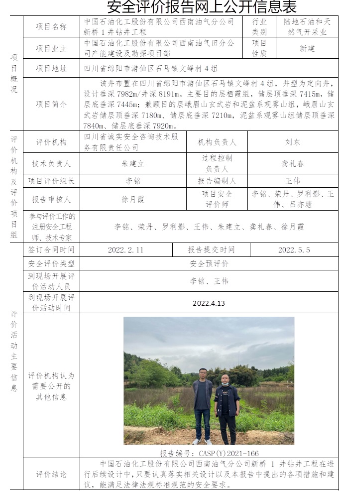 中國石油化工股份有限公司西南油氣分公司新橋1井鉆井工程安全預(yù)評價(jià).jpg
