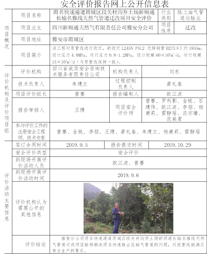 四川新順通天然氣有限責任公司雅安分公司雨名快速通道雨城區段關材溝棄土場新順通長輸名雅線天然氣管道遷改項目安全評價.jpg