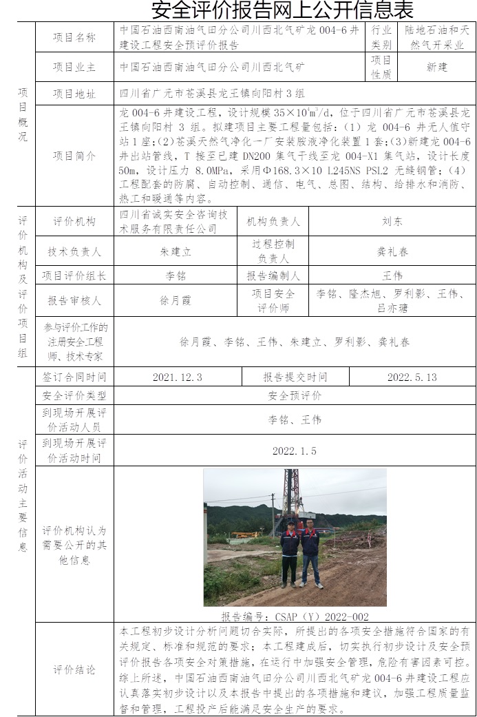 中國石油西南油氣田分公司川西北氣礦龍004-6井建設(shè)工程安全預評價.jpg