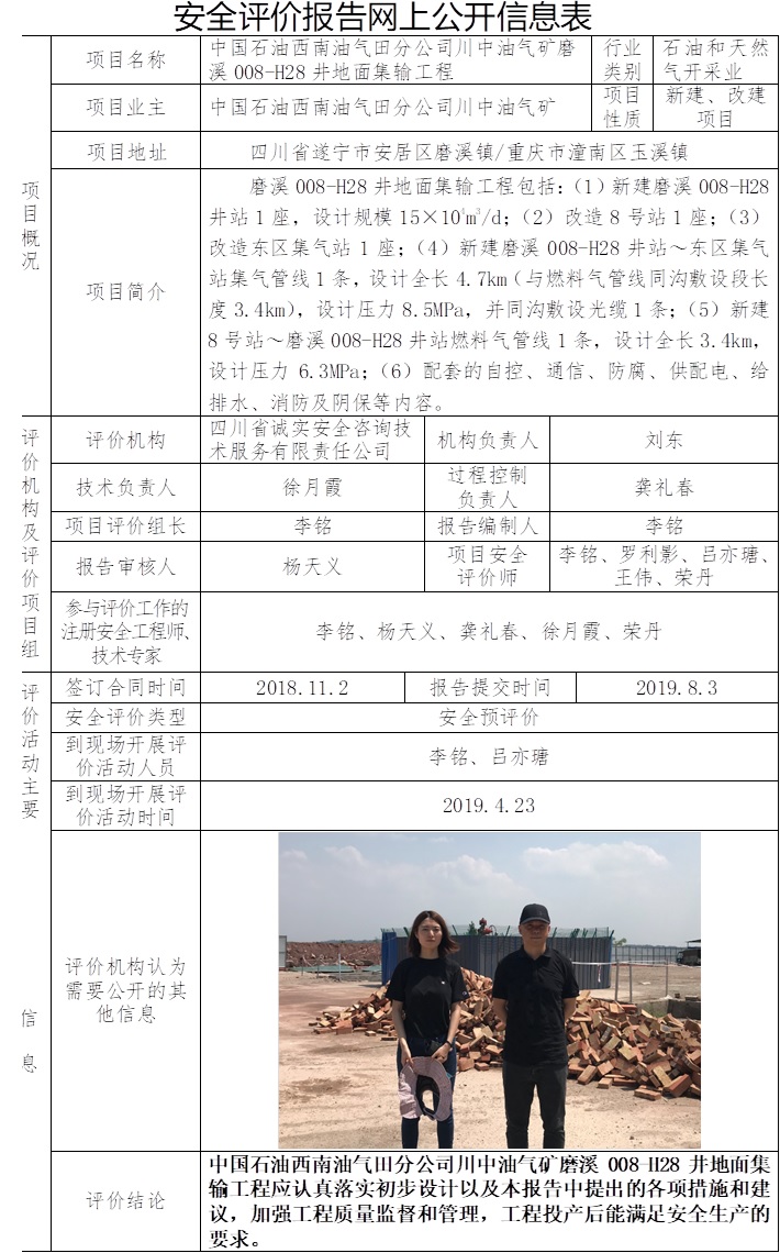 中國石油西南油氣田分公司川中油氣礦磨溪008-H28井地面集輸工程安全預評價.jpg