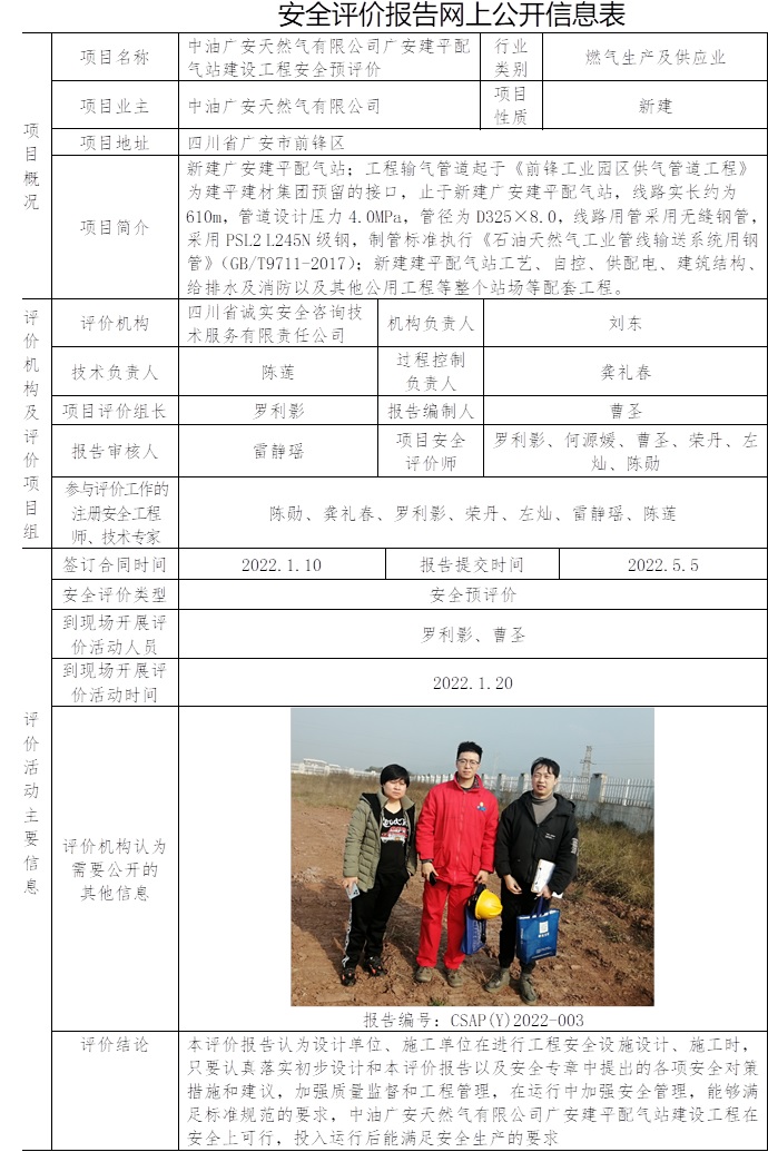 中油廣安天然氣有限公司廣安建平配氣站建設工程安全預評價.jpg