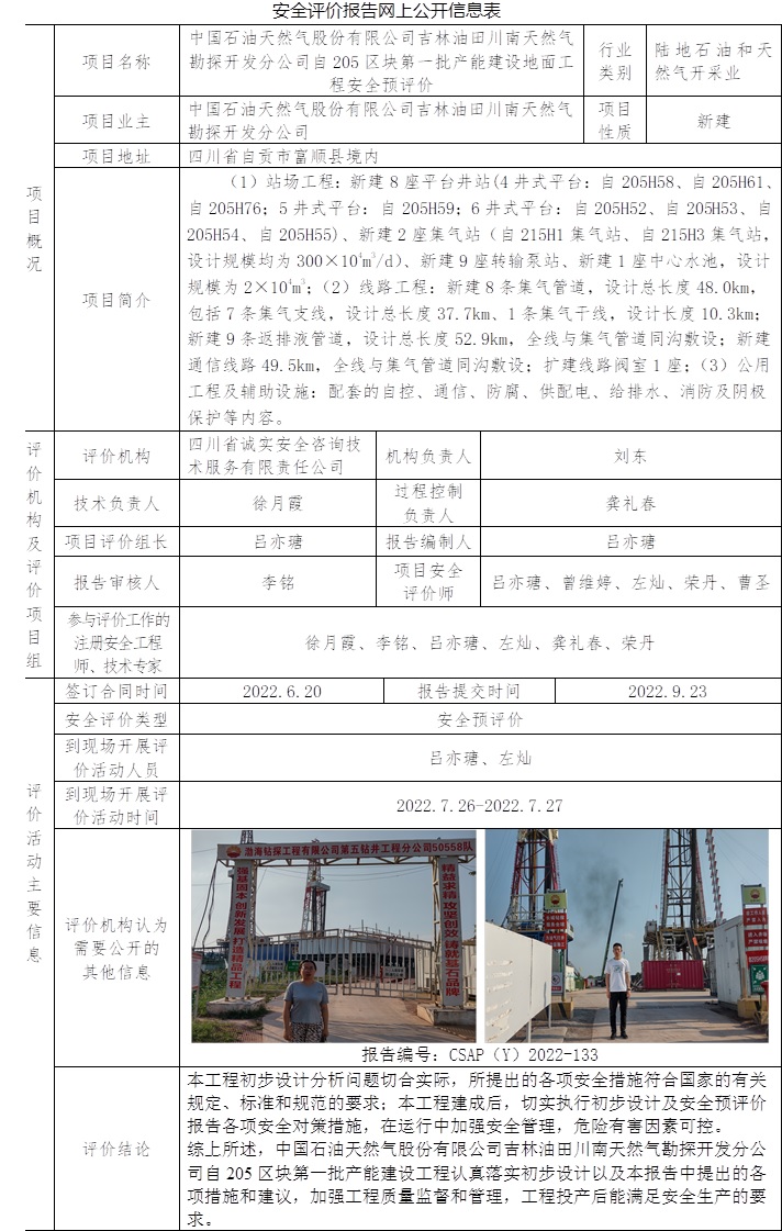 中國石油天然氣股份有限公司吉林油田川南天然氣勘探開發分公司自205區塊第一批產能建設地面工程安全預評價.jpg