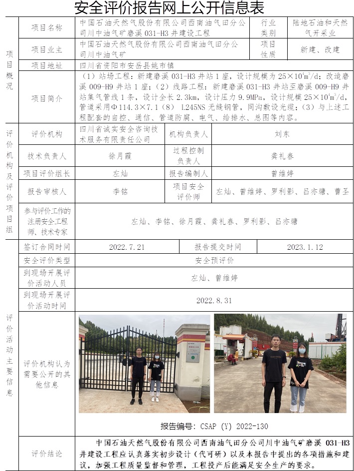 中國石油天然氣股份有限公司西南油氣田分公司川中油氣礦磨溪031-H3井建設工程安全預評價.jpg
