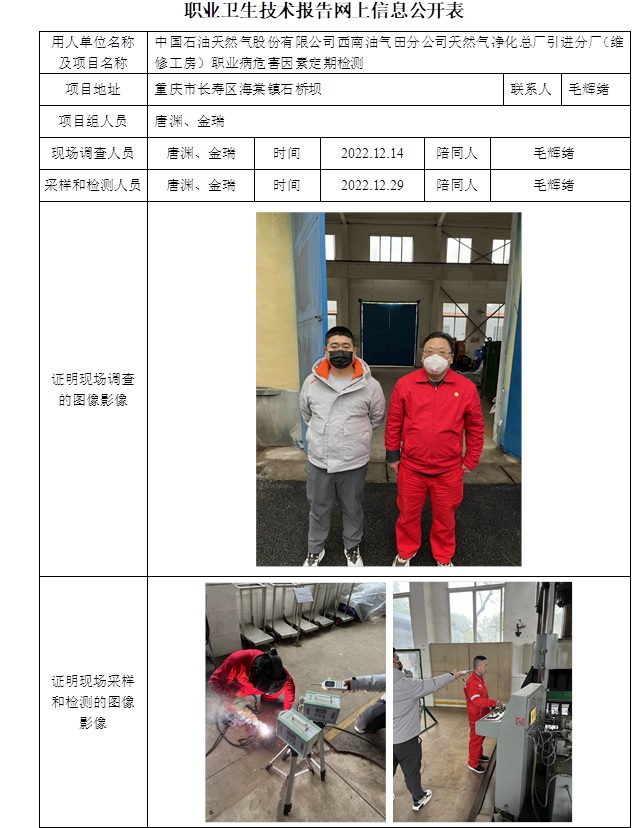 中國石油天然氣股份有限公司西南油氣田分公司天然氣凈化總廠引進(jìn)分廠（維修工房）職業(yè)病危害因素定期檢測.jpg