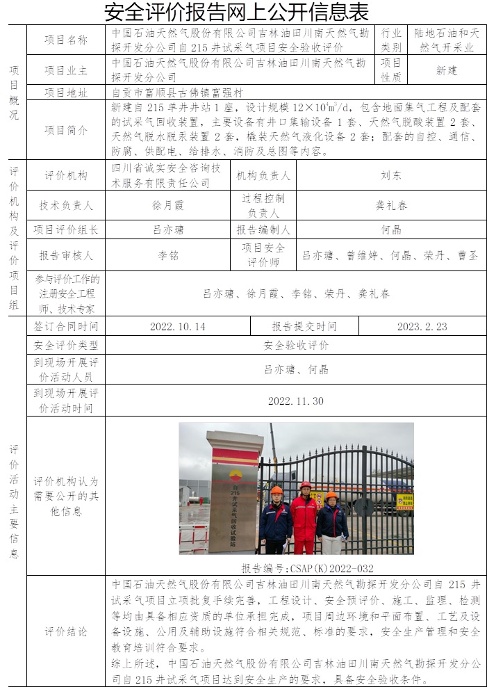 中國石油天然氣股份有限公司吉林油田川南天然氣勘探開發分公司自215井試采氣項目安全驗收評價.jpg