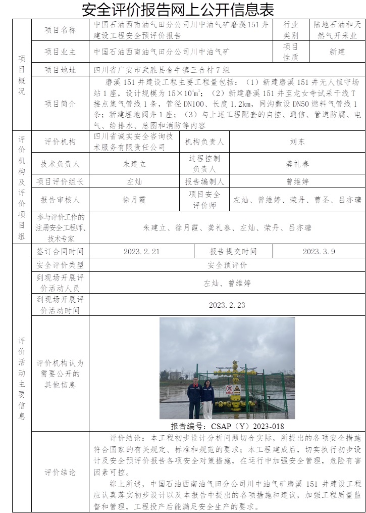 中國石油西南油氣田分公司川中油氣礦磨溪151井建設工程安全預評價報告.jpg