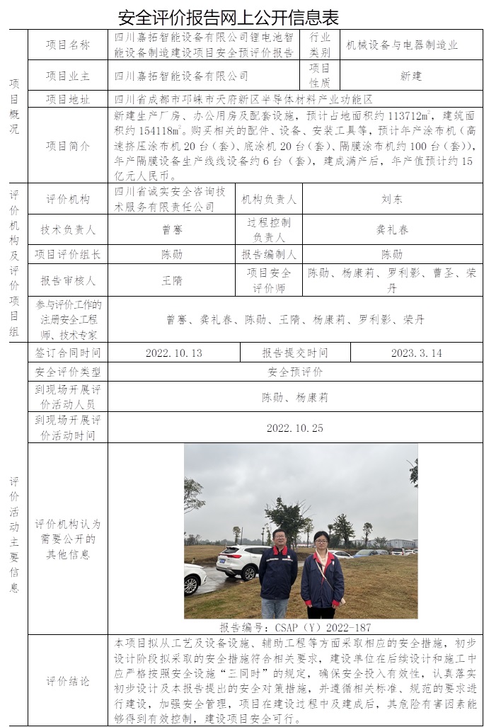 CSAP(Y)2022-187  四川嘉拓智能設備有限公司鋰電池智能設備制造建設項目安全預評價報告.jpg