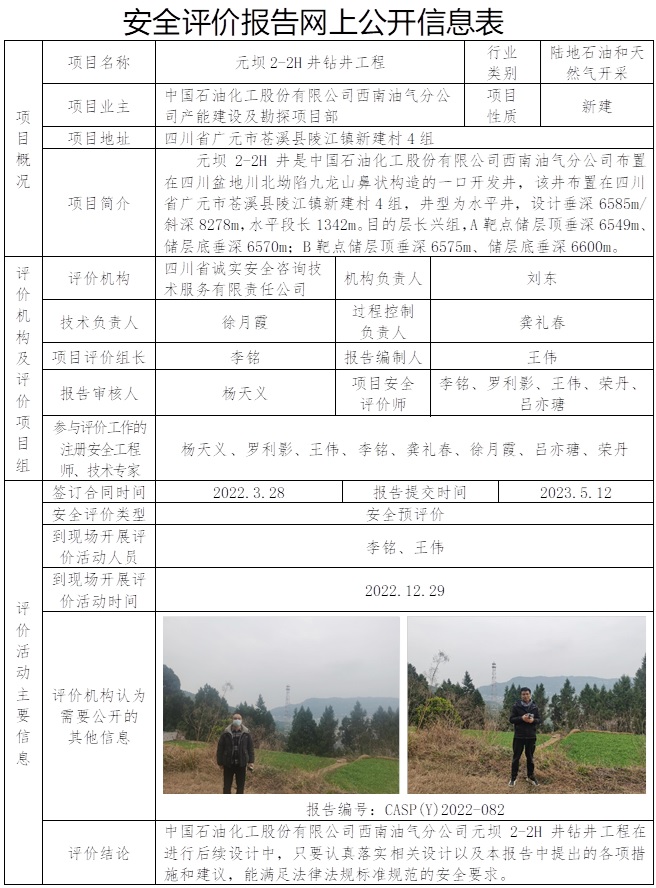 CSAP（Y）2022-082 中國石油化工股份有限公司西南油氣分公司采元壩2-2H井鉆井工程安全評價報告.jpg