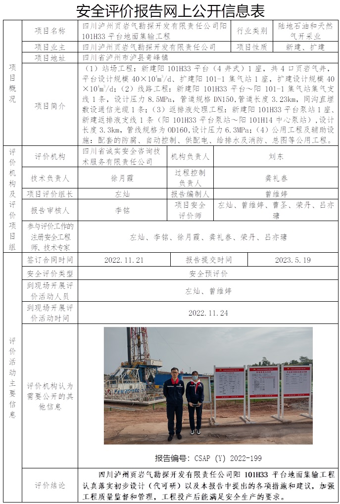 CSAP（Y）2022-199 四川瀘州頁巖氣勘探開發有限責任公司陽101H33平臺地面集輸工程安全預評價報告.jpg