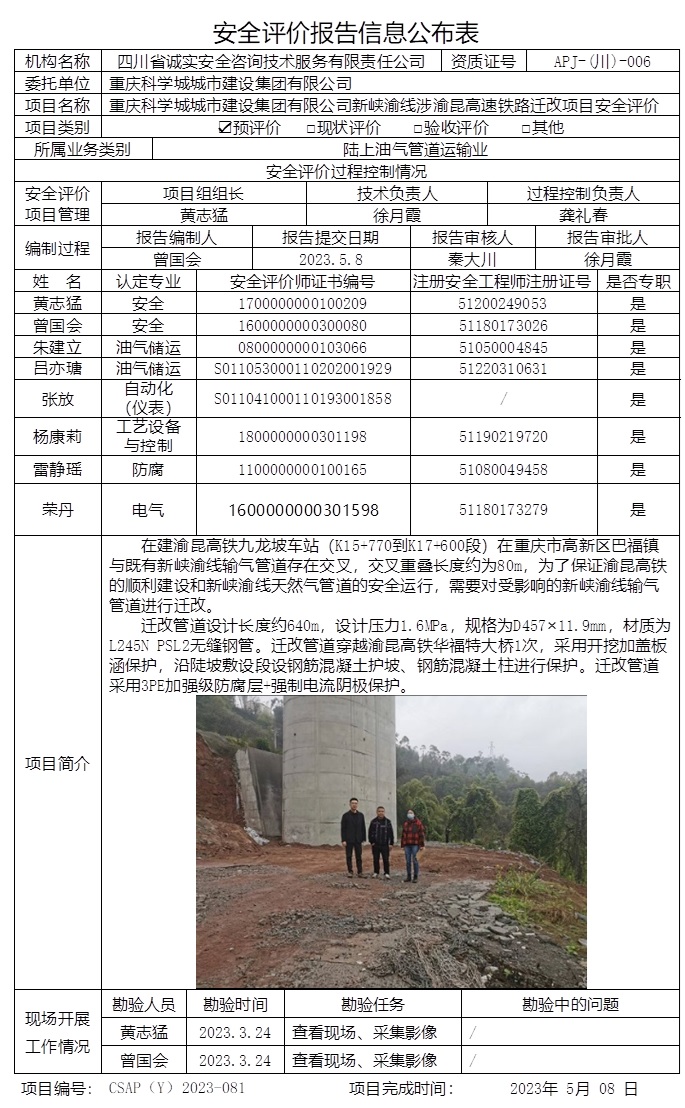 CSAP（Y）2023-081 重慶科學城城市建設集團有限公司新峽渝線涉渝昆高速鐵路遷改項目 安全評價報告（正式版）.jpg