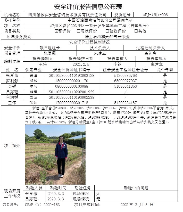 CSAP（Y）2020-163 中國石油西南油氣田分公司蜀南氣礦瀘州區塊瀘203井區一期開發配套地面工程（自營部分）安全預評價報告（重慶格式）.jpg