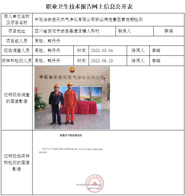CSZJ(D)2023-051 中石油安岳天然氣凈化有限公司職業衛生技術報告網上信息公開表.jpg