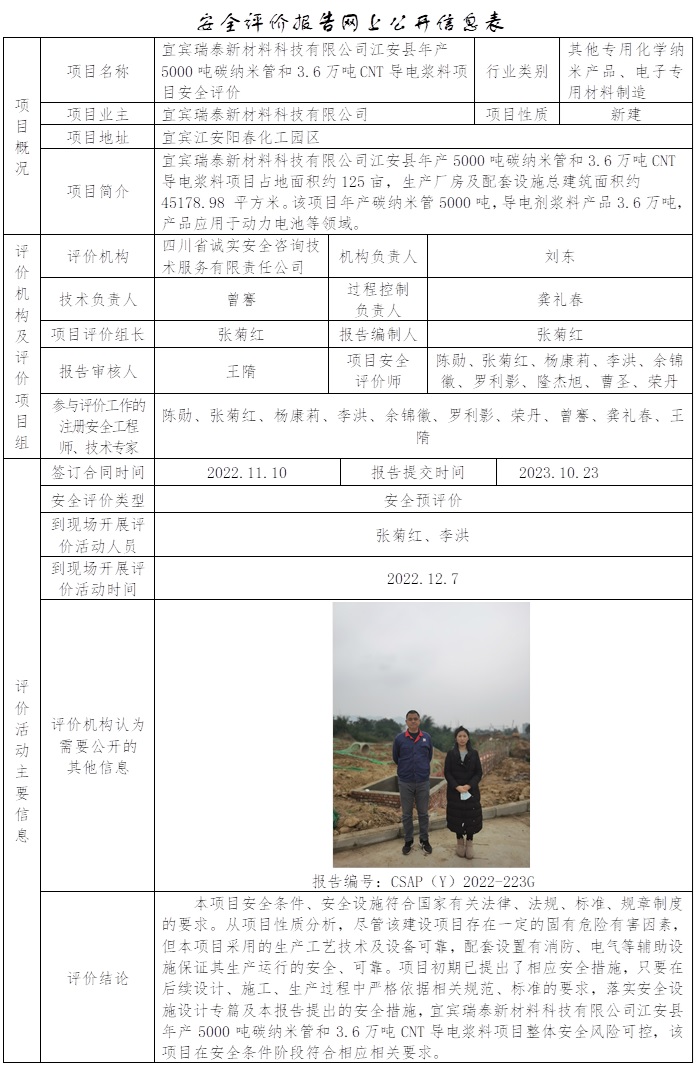 CSAP（Y）2022-223G 宜賓瑞泰新材料科技有限公司江安縣年產(chǎn)5000噸碳納米管和3.6萬噸CNT導(dǎo)電漿料項目安全評價報告.jpg