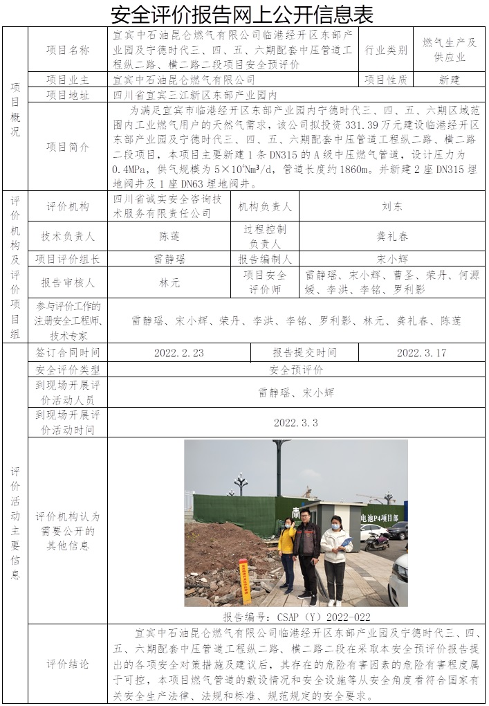 CSAP（Y）2022-022 宜賓中石油昆侖燃氣有限公司臨港經開區東部產業園及寧德時代三、四、五、六期配套中壓管道工程縱二路、橫二路二段安全預評價報告（2022年4月公司網站）.jpg