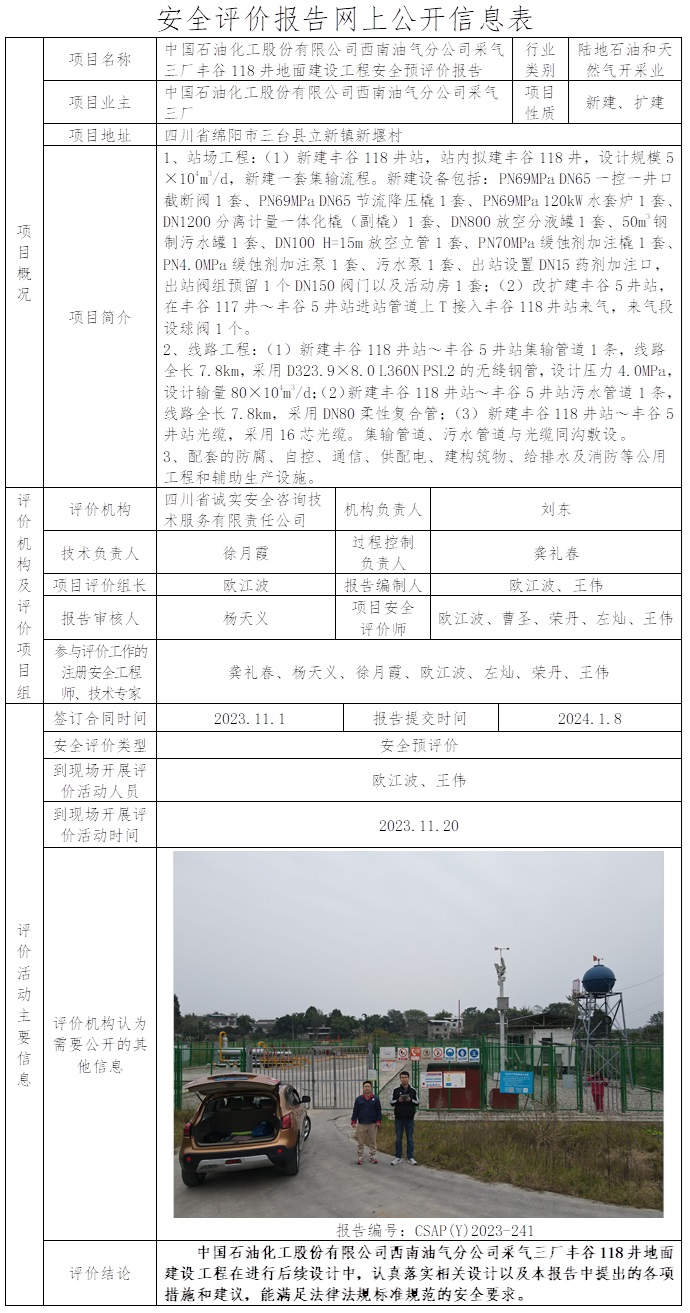 CSAP（Y）2023-241 中國石油化工股份有限公司西南油氣分公司采氣三廠豐谷118井地面建設工程安全預評價報告.jpg