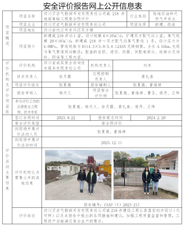 CSAP(Y）2023-217 四川頁(yè)巖氣勘探開(kāi)發(fā)有限責(zé)任公司威218井地面集輸工程安全預(yù)評(píng)價(jià)報(bào)告.jpg