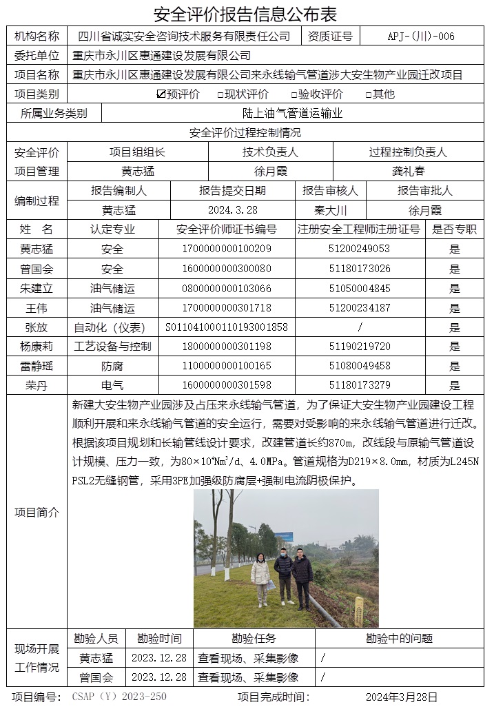 CSAP（Y）2023-250 重慶市永川區(qū)惠通建設發(fā)展有限公司來永線輸氣管道涉大安生物產業(yè)園遷改項目安全評價報告.jpg