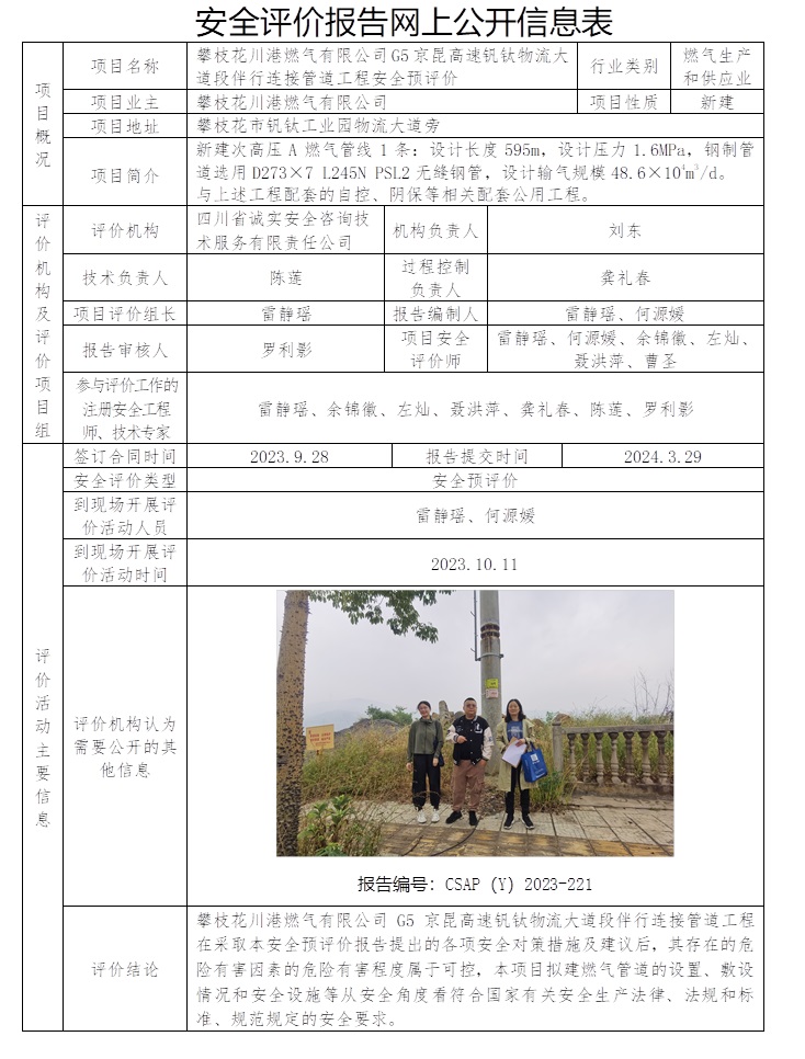 CSAP（Y）2023-221 攀枝花川港燃氣有限公司G5京昆高速釩鈦物流大道段伴行連接管道工程安全預評價報告.jpg