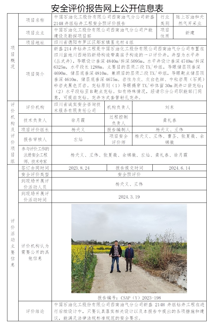 CSAP（Y）2023-198 中國石油化工股份有限公司西南油氣分公司新盛214H井組鉆井工程安全預評價報告.jpg