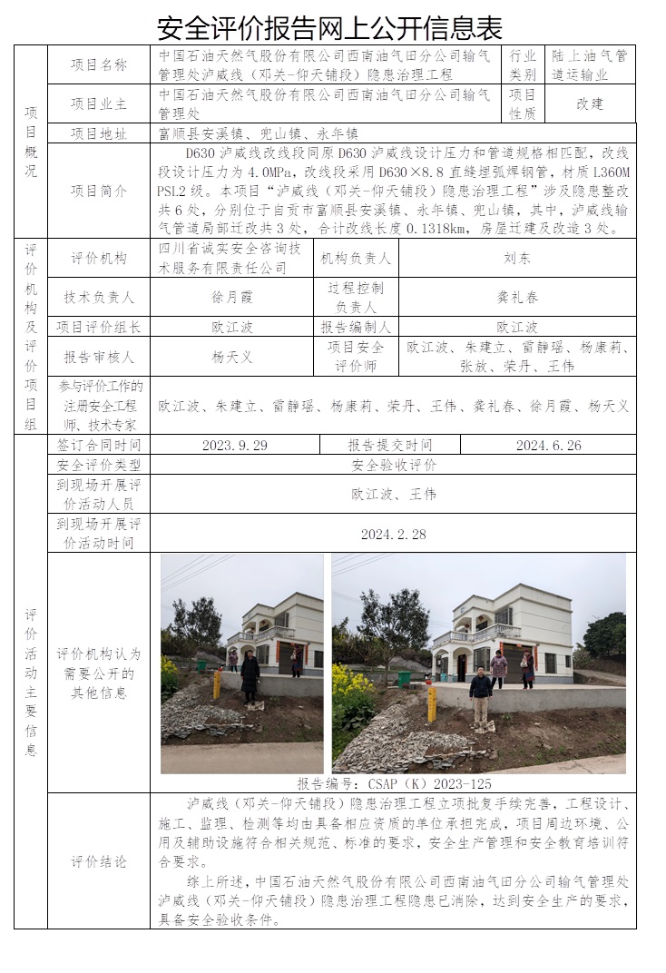 CSAP（K）2023-125 中國石油天然氣股份有限公司西南油氣田分公司輸氣管理處瀘威線（鄧關-仰天鋪段）隱患治理工程安全驗收評價.jpg