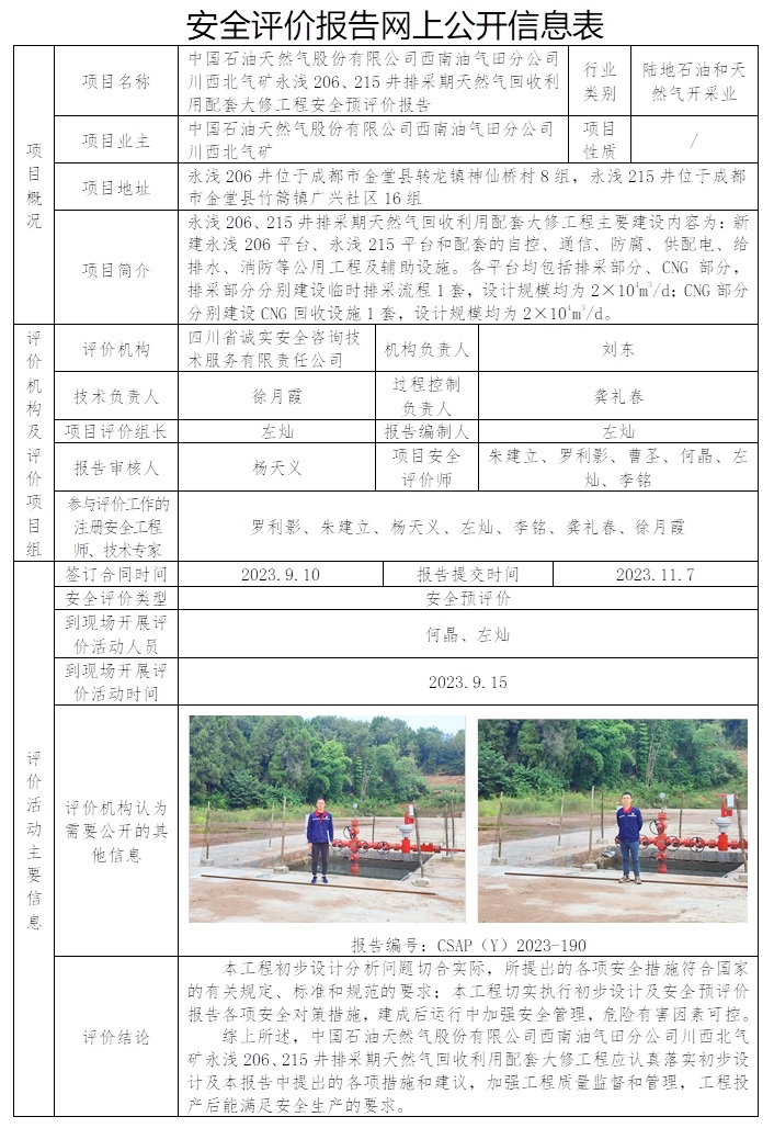 CSAP（Y）2023-190 中國石油天然氣股份有限公司西南油氣田分公司川西北氣礦永淺206、215井排采期天然氣回收利用配套大修工程安全預評價報告（23年12初，公司網站公示，協會不公示）.jpg