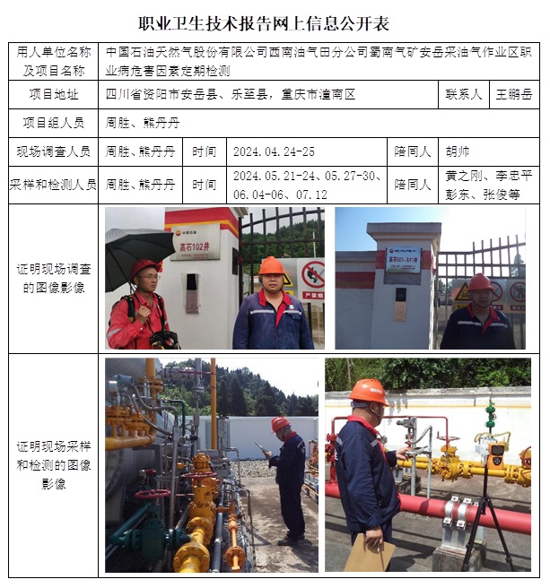 CSZJ（D）2024-040 中國石油天然氣股份有限公司西南油氣田分公司蜀南氣礦 安岳采氣作業區職業衛生技術報告（10月下旬）.jpg