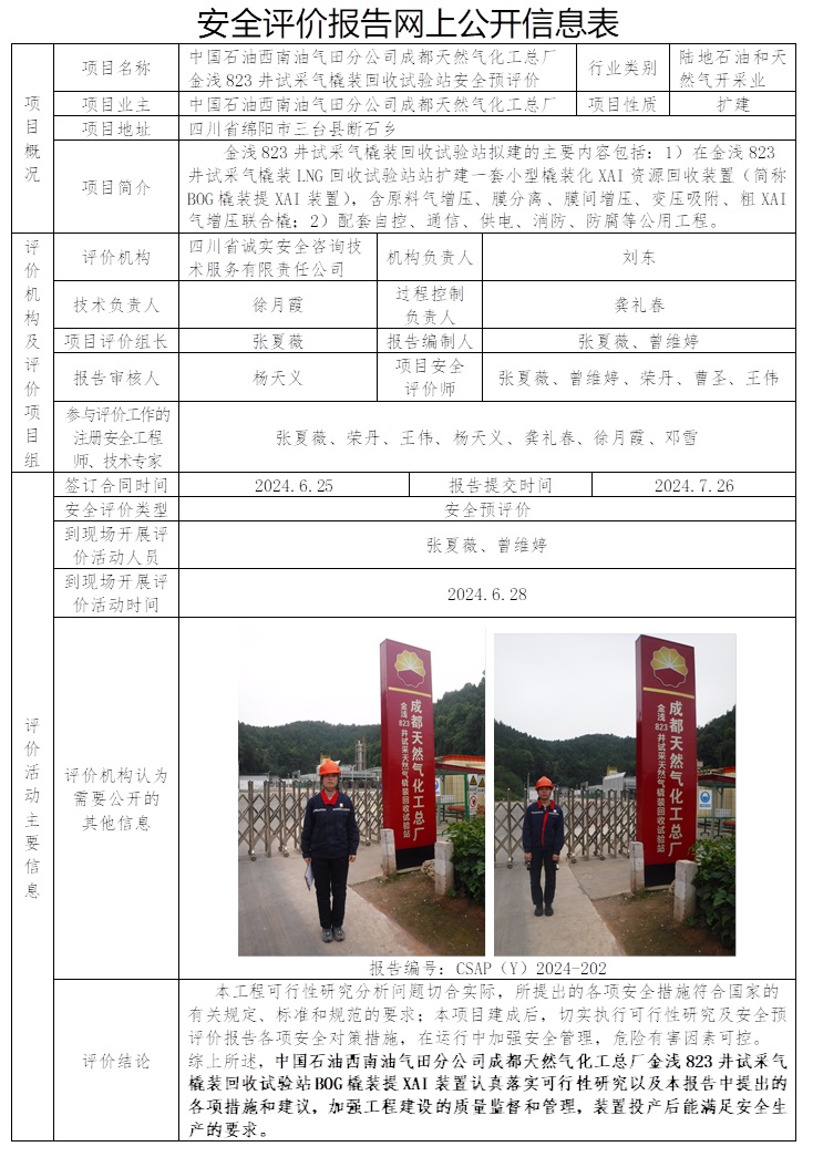 CSAP（Y）2024-202 中國石油西南油氣田分公司成都天然氣化工總廠金淺823井試采氣橇裝回收試驗站安全預評價.jpg