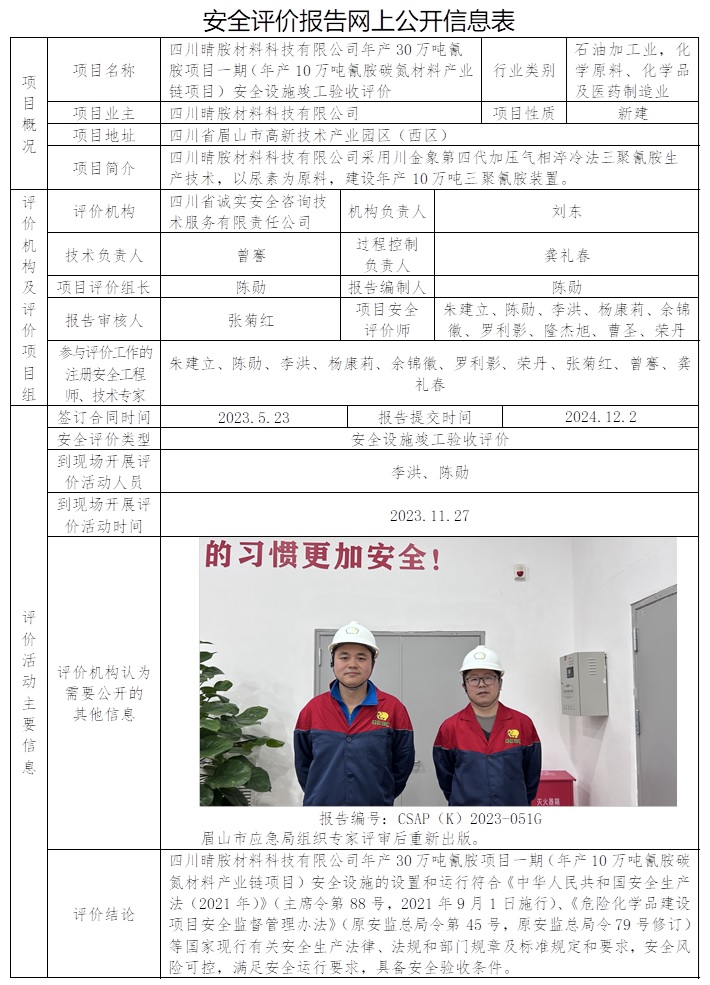 CSAP（K）2023-051G 四川晴胺材料科技有限公司年產(chǎn)10萬噸氰胺碳氮材料產(chǎn)業(yè)鏈項目安全設(shè)施竣工驗收評價（公司原公示信息撤銷，重新全部公示，省網(wǎng)公示）.jpg