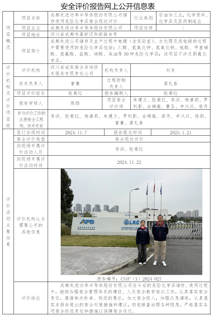 CSAP（X）2024-027 成都先進功率半導(dǎo)體股份有限公司儲存使用危險化學(xué)品安全現(xiàn)狀評價.jpg